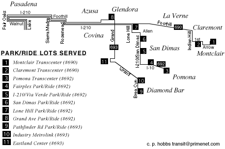 [Map of I-210 commuter services]